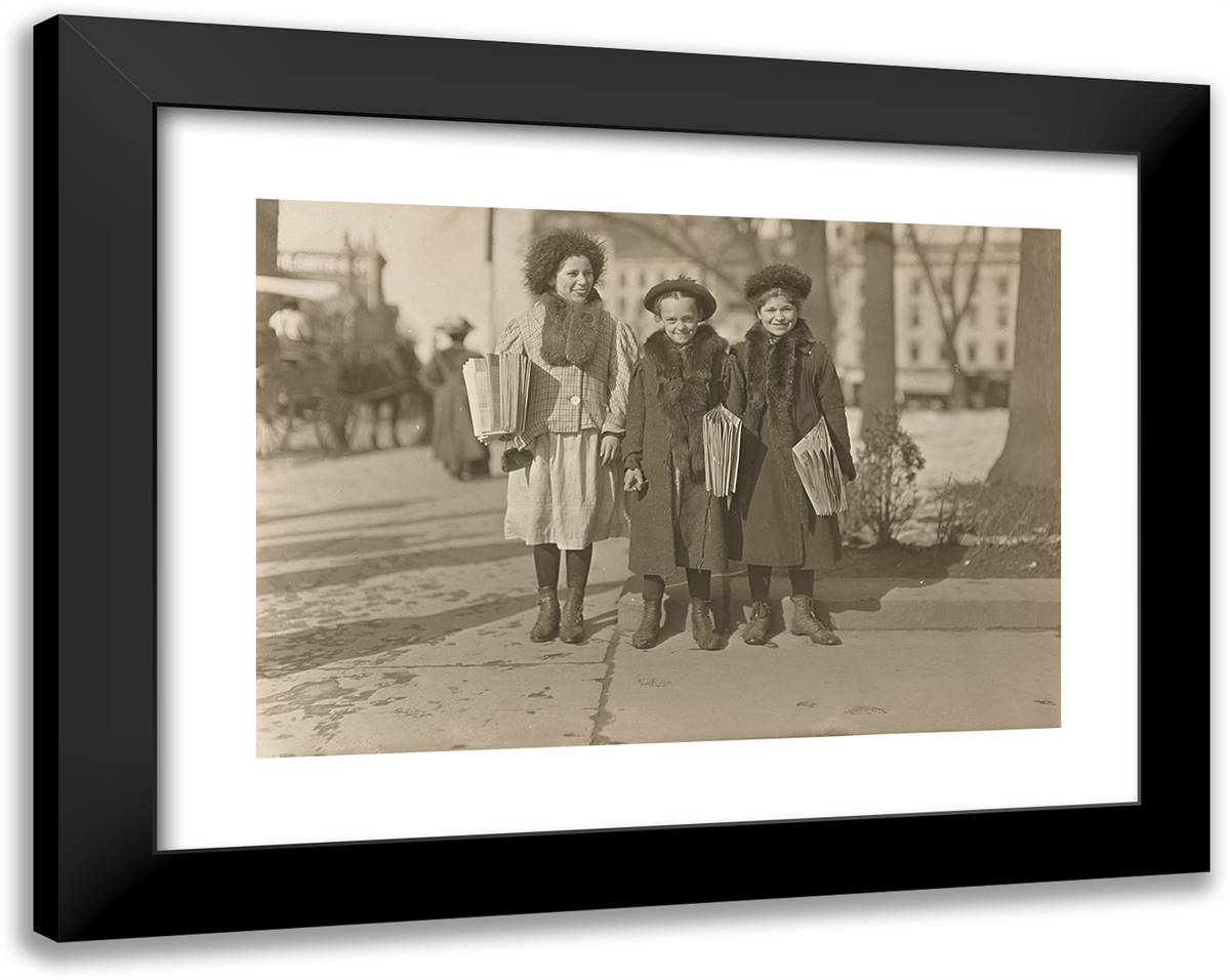 Connecticut Newsgirls (Hartford) 24x19 Black Modern Wood Framed Art Print Poster by Hine, Lewis Wickes