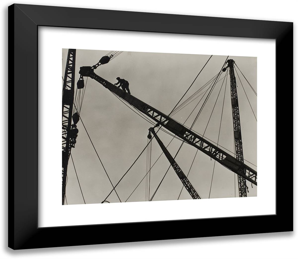 Derrick Worker on the Empire State Building 23x20 Black Modern Wood Framed Art Print Poster by Hine, Lewis Wickes