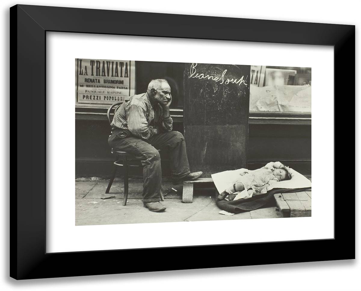 Fresh Air for the Baby, New York East Side 24x19 Black Modern Wood Framed Art Print Poster by Hine, Lewis Wickes