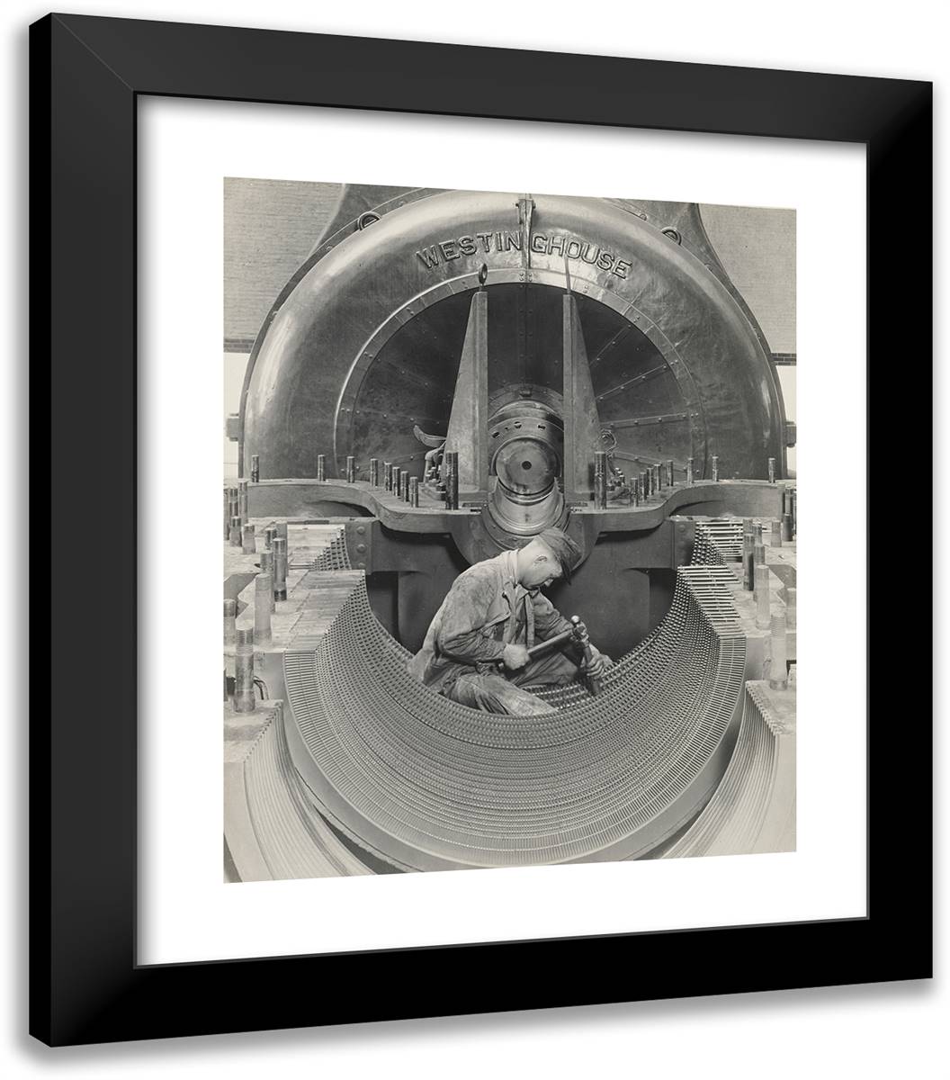 Heart of the Turbine 20x23 Black Modern Wood Framed Art Print Poster by Hine, Lewis Wickes