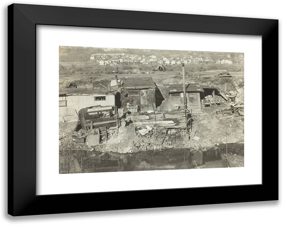 Living Quarter of Out-Of-Works in Patterson, New Jersey 24x19 Black Modern Wood Framed Art Print Poster by Hine, Lewis Wickes