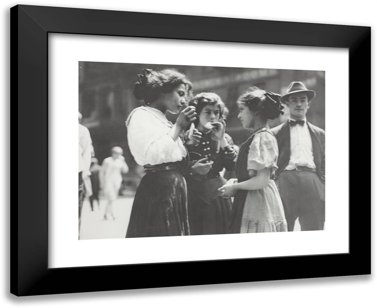 Lunchtime 24x20 Black Modern Wood Framed Art Print Poster by Hine, Lewis Wickes