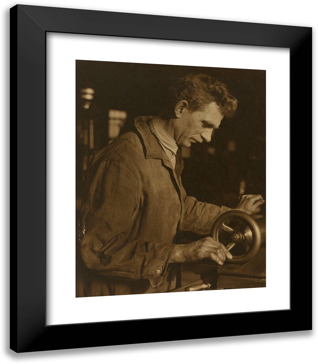 Machinist 20x23 Black Modern Wood Framed Art Print Poster by Hine, Lewis Wickes