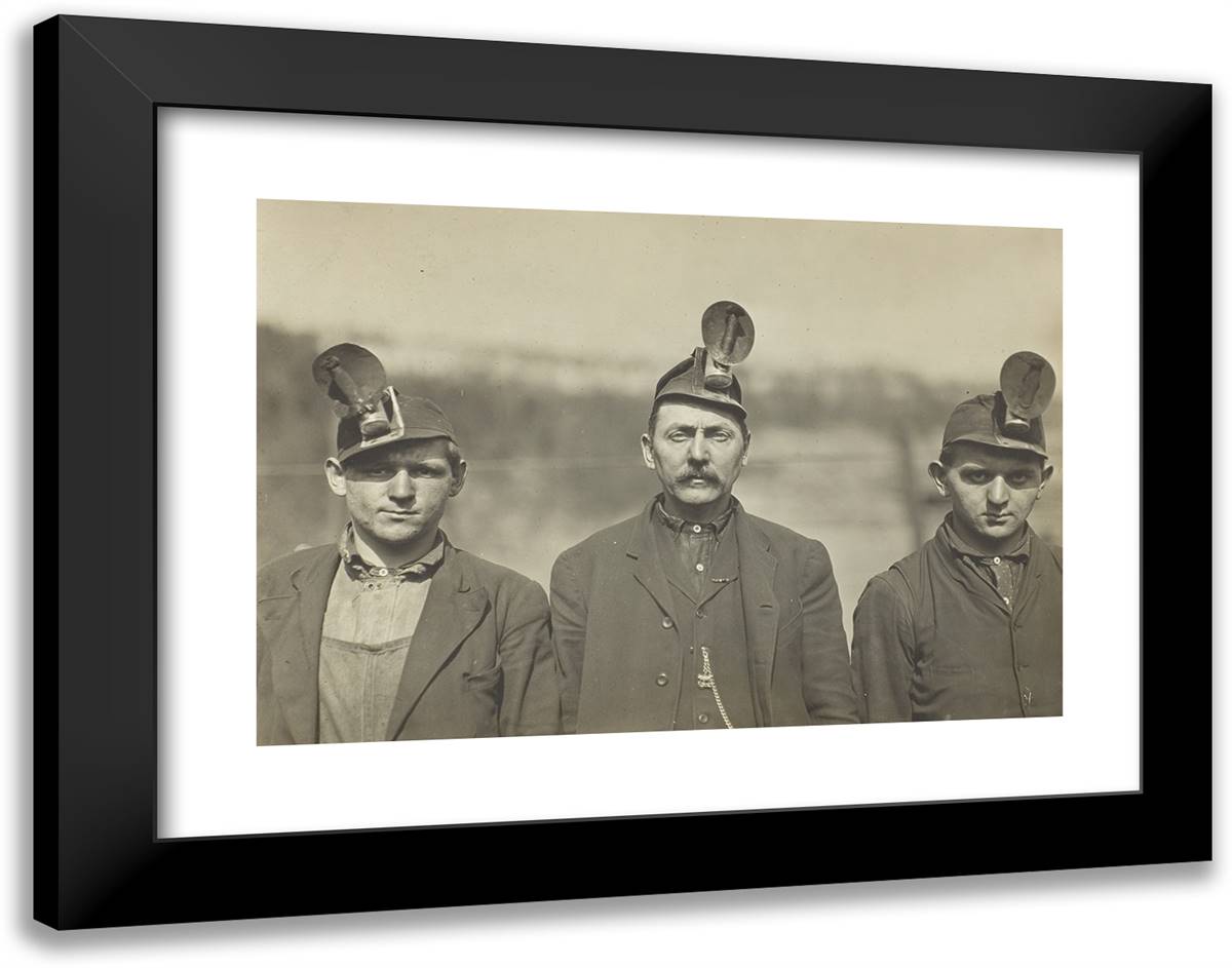 Old Timers, Pennsylvania Miners, (West VIrginia) 24x19 Black Modern Wood Framed Art Print Poster by Hine, Lewis Wickes