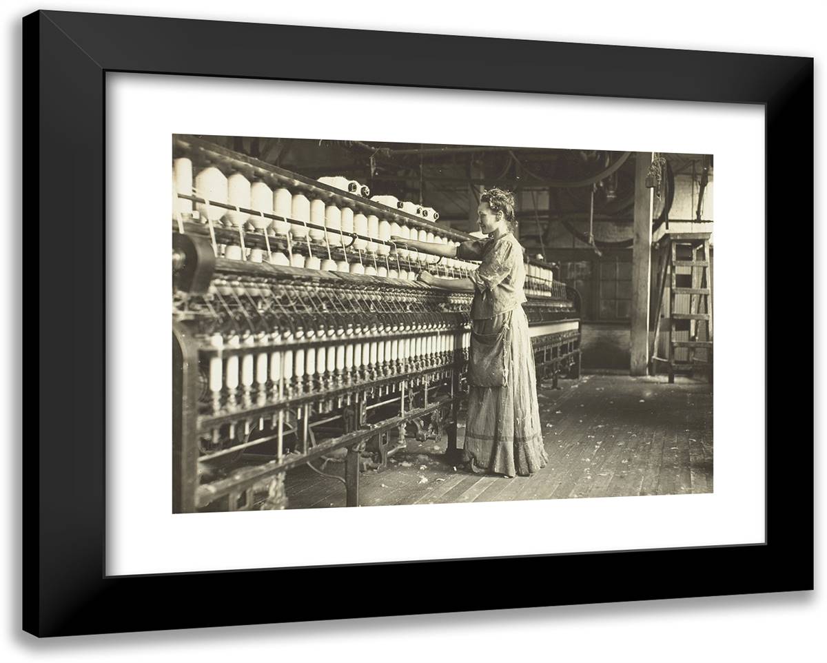 Old-Time Spinner in Southern Cotton Mill 24x19 Black Modern Wood Framed Art Print Poster by Hine, Lewis Wickes