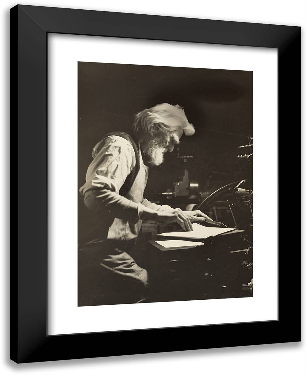 Printer 19x24 Black Modern Wood Framed Art Print Poster by Hine, Lewis Wickes