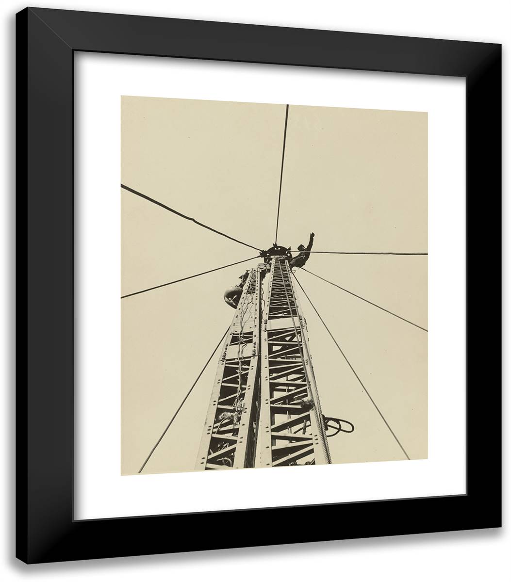 Starting to ´Jump the Derrick,´ Empire State Building 20x23 Black Modern Wood Framed Art Print Poster by Hine, Lewis Wickes