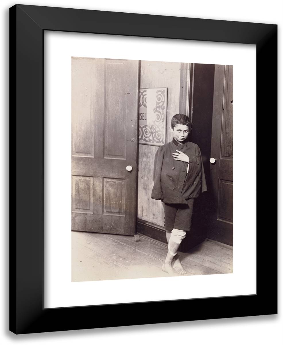 Waiting for Dispensary to Open, Chicago. 19x24 Black Modern Wood Framed Art Print Poster by Hine, Lewis Wickes