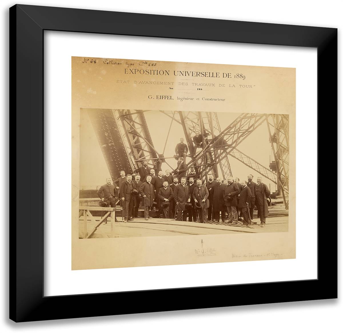 Architects VIsit the Works 21x20 Black Modern Wood Framed Art Print Poster by Durandelle, Louis