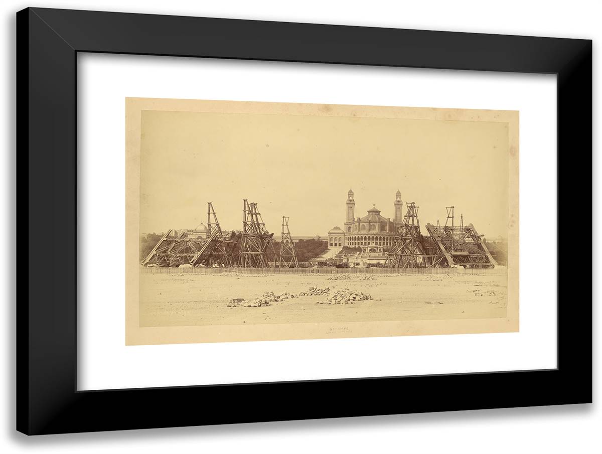 Beginnings of Piers 24x18 Black Modern Wood Framed Art Print Poster by Durandelle, Louis