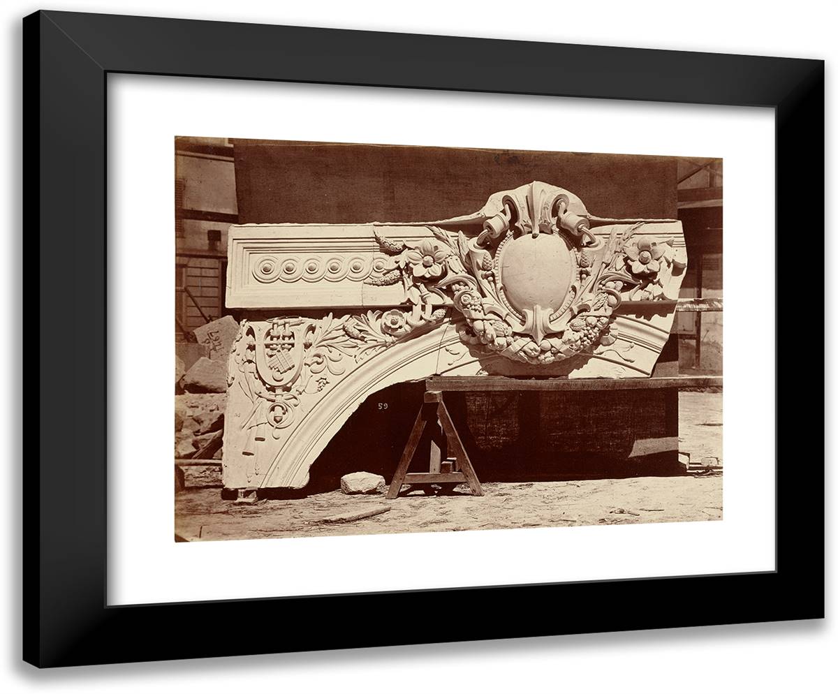 Le Nouvel Opera De Paris. Sculpture Ornementale. Clef Et Tym 24x20 Black Modern Wood Framed Art Print Poster by Durandelle, Louis