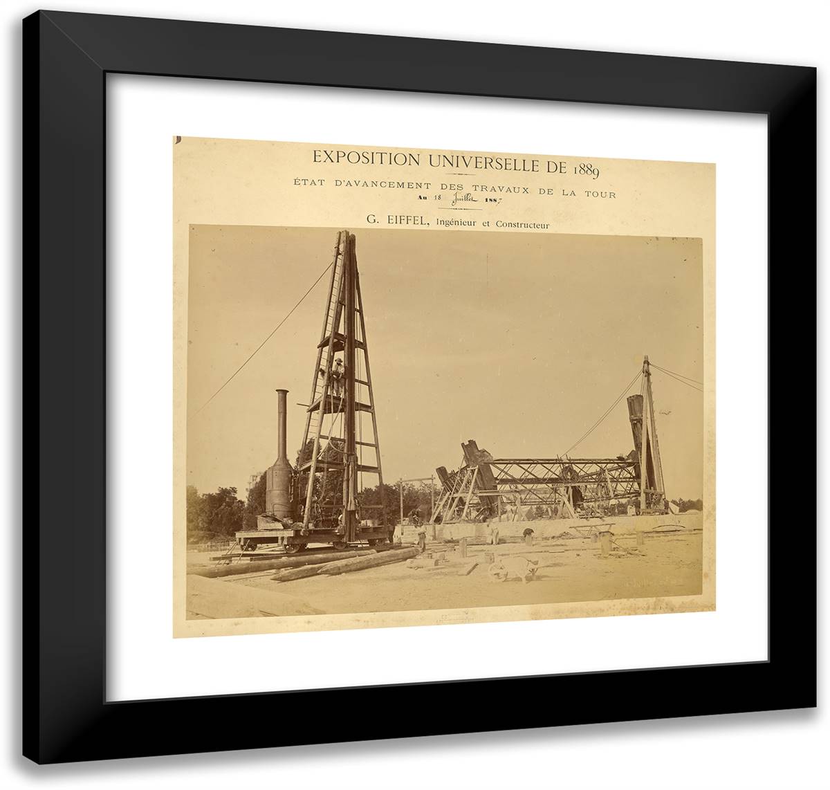 Pier No. 2 21x20 Black Modern Wood Framed Art Print Poster by Durandelle, Louis
