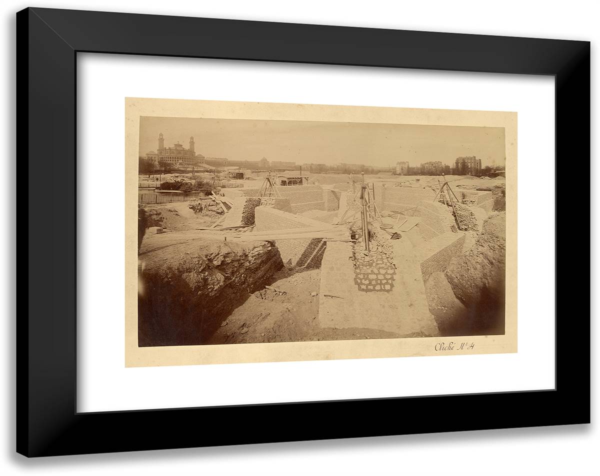 Pier No.3 from Behind 24x19 Black Modern Wood Framed Art Print Poster by Durandelle, Louis
