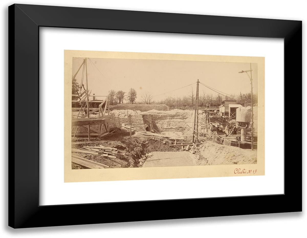 Sinking Pier No. 4 24x19 Black Modern Wood Framed Art Print Poster by Durandelle, Louis