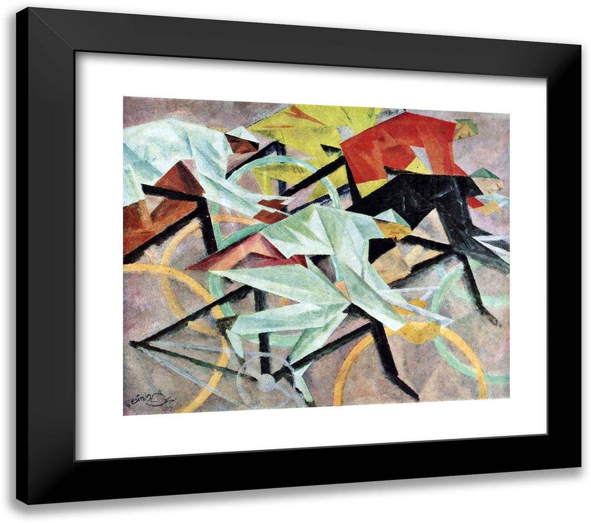 Cyclists 23x20 Black Modern Wood Framed Art Print Poster by Feininger, Lyonel