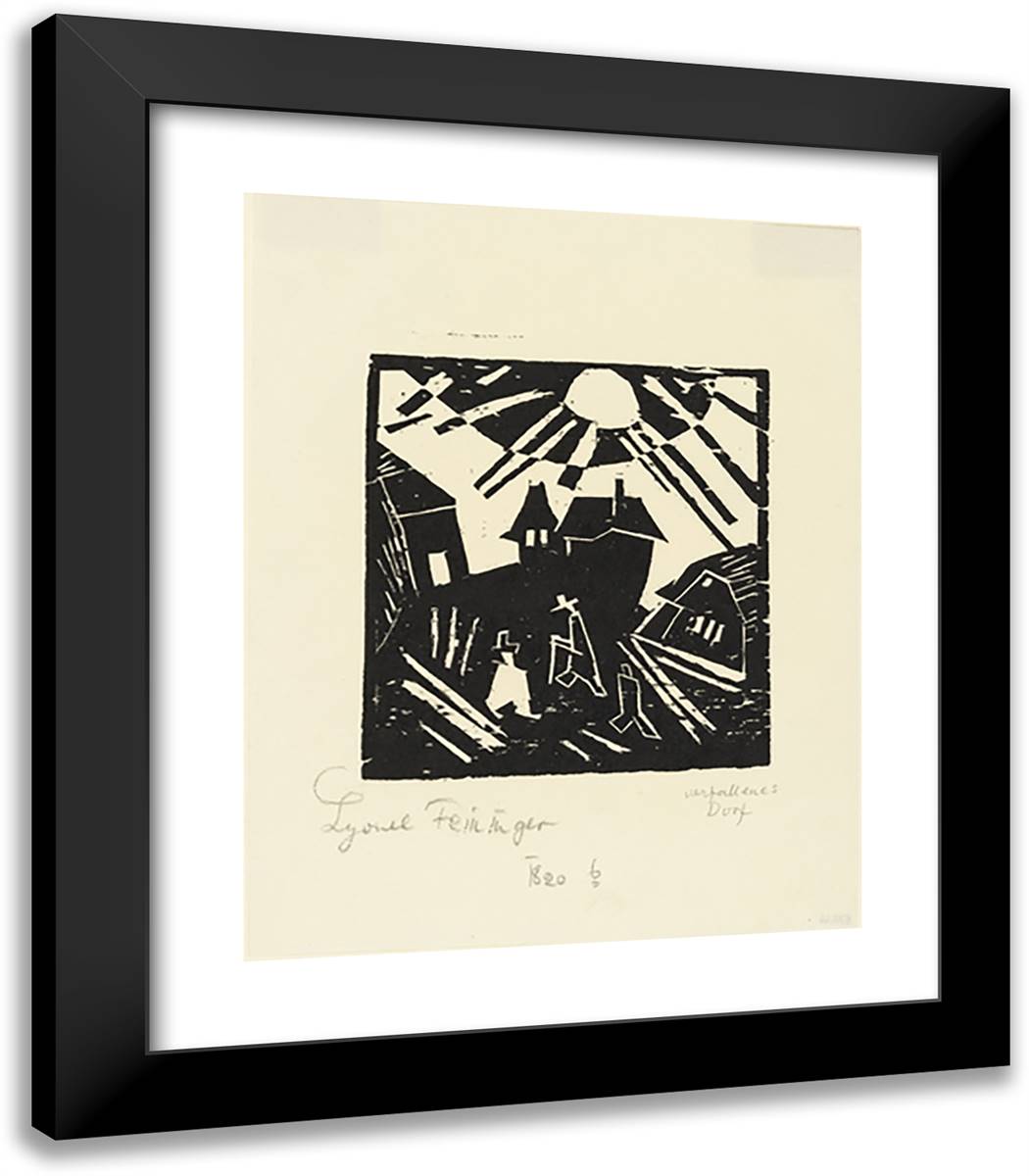 Desolated VIllage (Verfallenes Dorf) 20x23 Black Modern Wood Framed Art Print Poster by Feininger, Lyonel