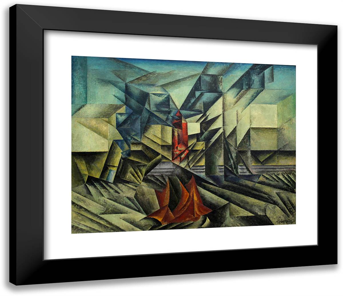 Harbor Mole 23x20 Black Modern Wood Framed Art Print Poster by Feininger, Lyonel