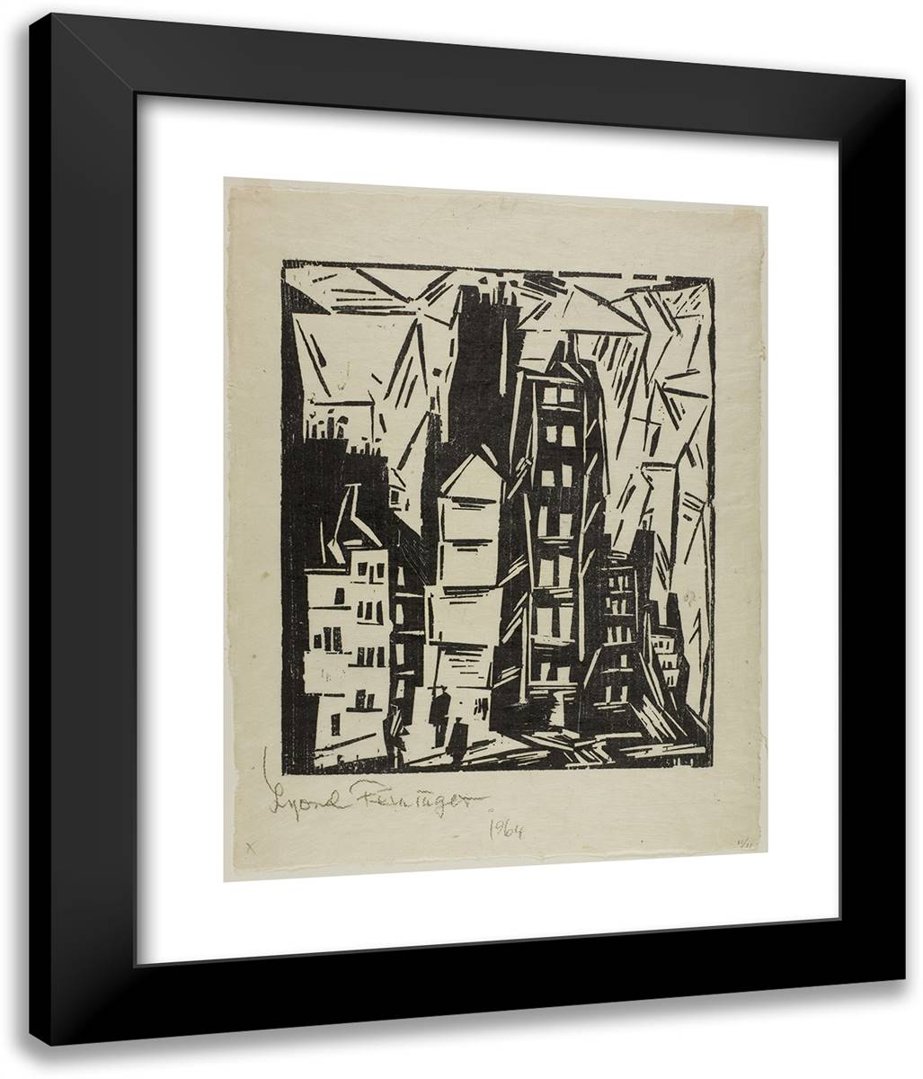 High Houses in Paris 20x24 Black Modern Wood Framed Art Print Poster by Feininger, Lyonel