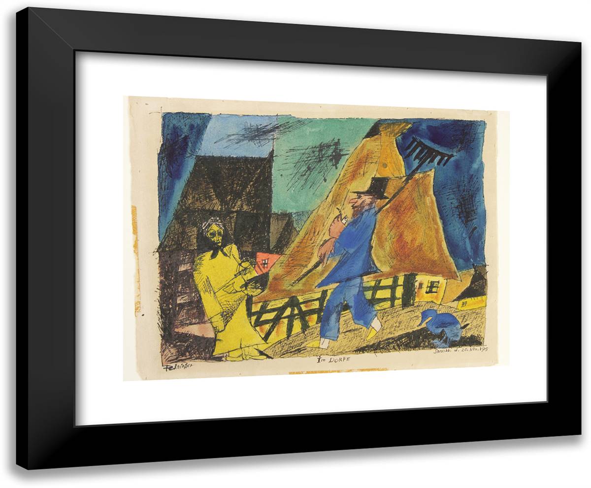 Im Dorfe 24x20 Black Modern Wood Framed Art Print Poster by Feininger, Lyonel