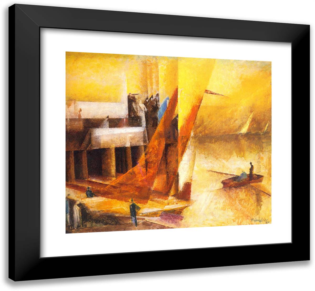 Landungssteg 22x20 Black Modern Wood Framed Art Print Poster by Feininger, Lyonel