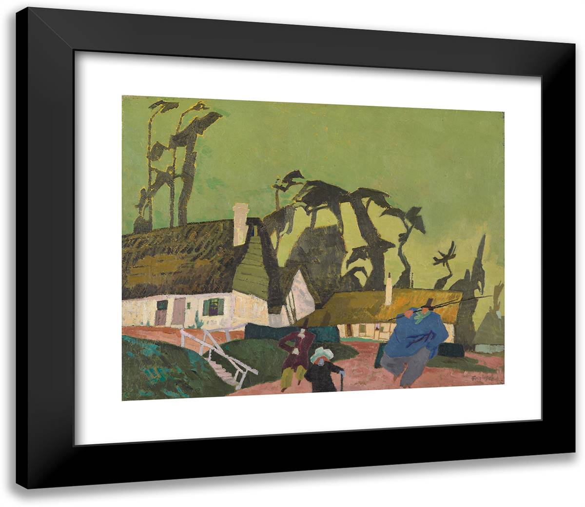 Longeuil, Normandie 23x20 Black Modern Wood Framed Art Print Poster by Feininger, Lyonel