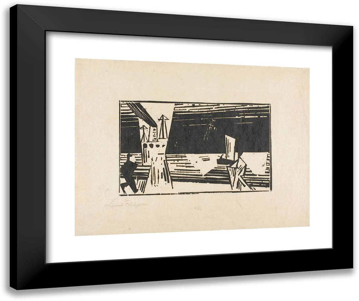 Marine 2 24x20 Black Modern Wood Framed Art Print Poster by Feininger, Lyonel