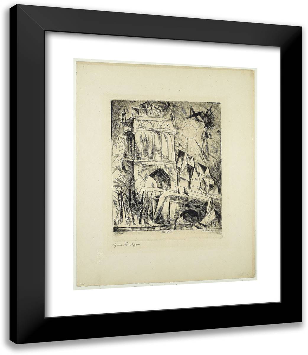 The Gate 20x23 Black Modern Wood Framed Art Print Poster by Feininger, Lyonel