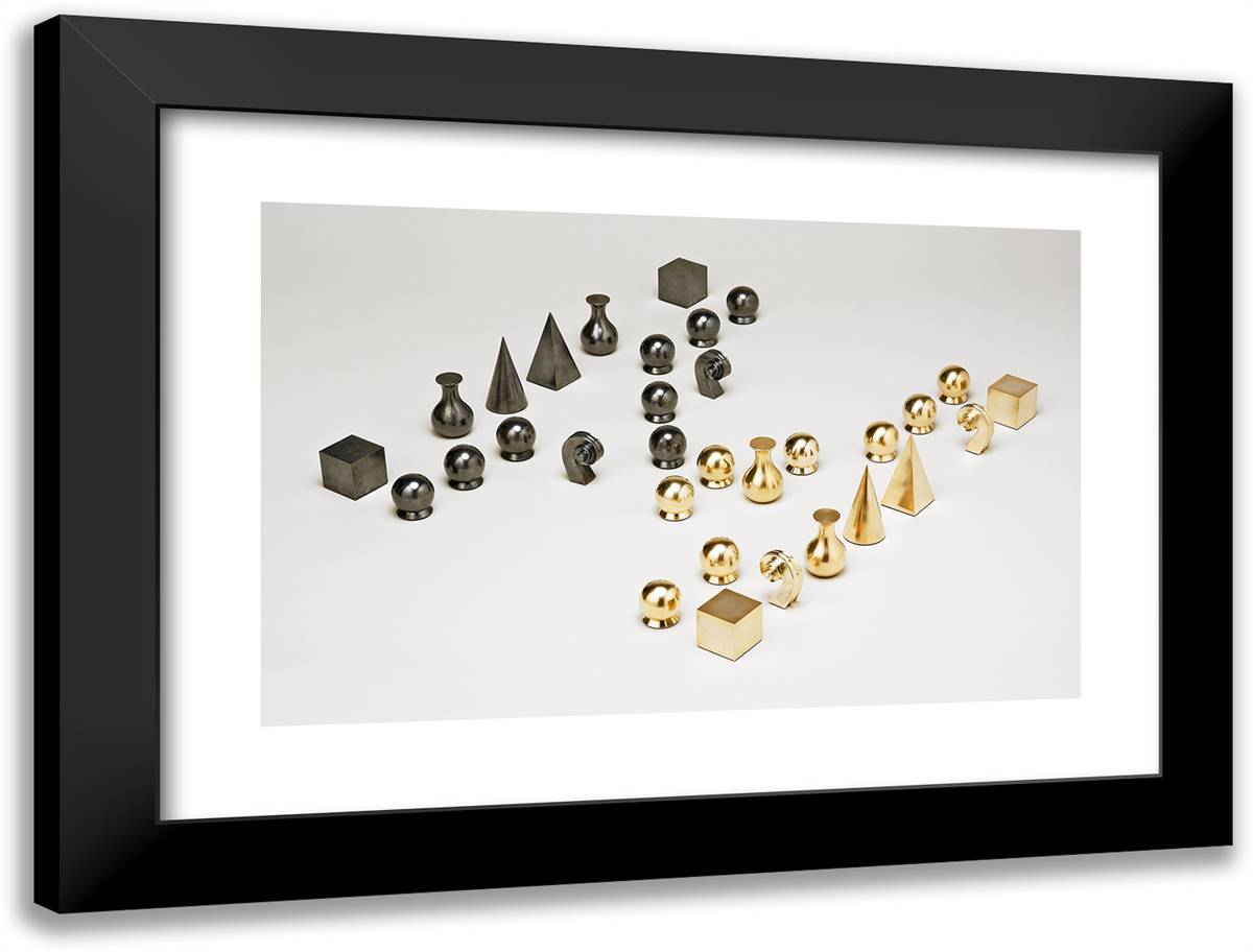Chess Set 24x18 Black Modern Wood Framed Art Print Poster by Man Ray