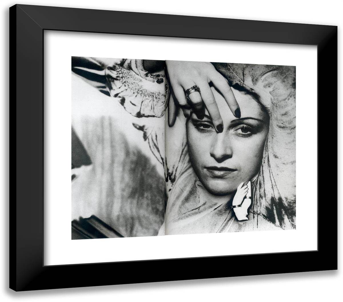 Dora Marr 23x20 Black Modern Wood Framed Art Print Poster by Man Ray