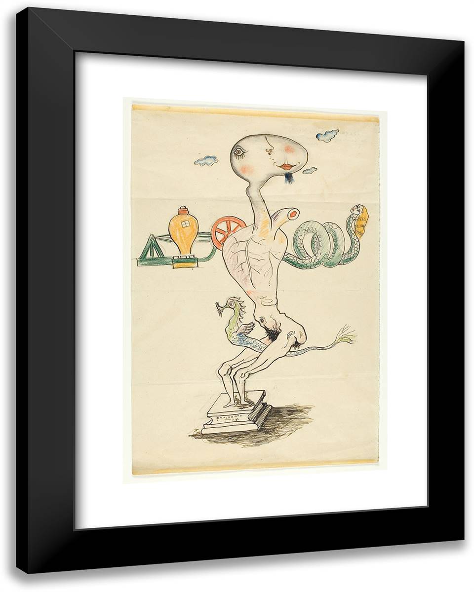 Exquisite Corpse 19x24 Black Modern Wood Framed Art Print Poster by Man Ray