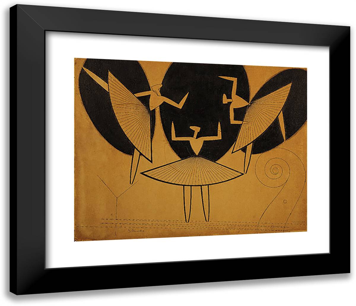 Silhouette 23x20 Black Modern Wood Framed Art Print Poster by Man Ray