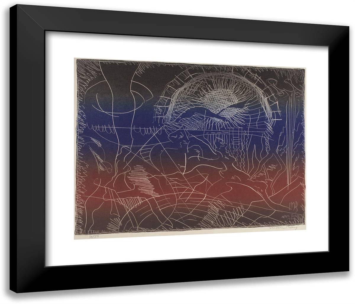 Untitled Abstract 24x20 Black Modern Wood Framed Art Print Poster by Man Ray