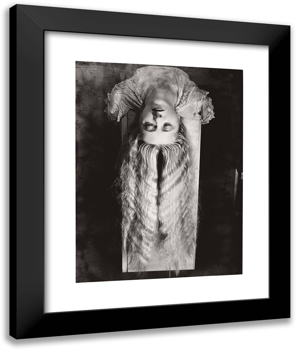 Woman with Long Hair 20x24 Black Modern Wood Framed Art Print Poster by Man Ray