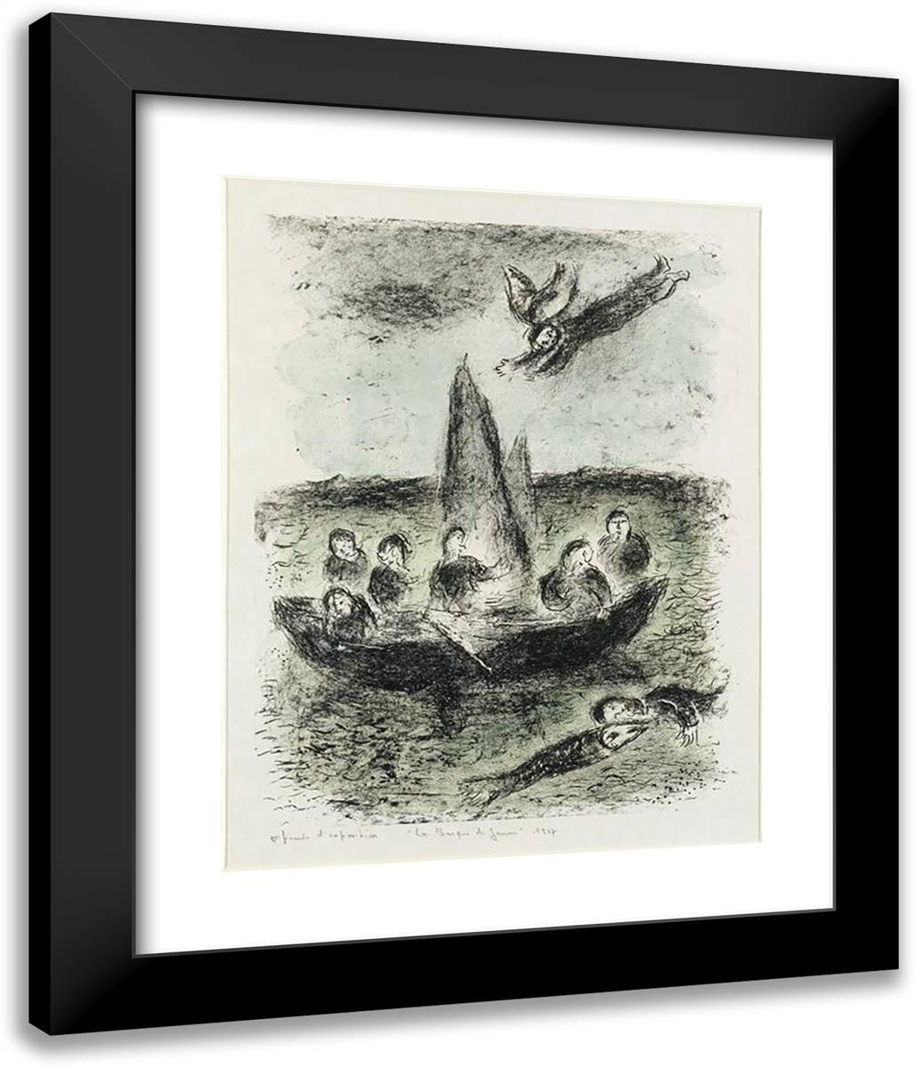 A Jonah's Boat 20x24 Black Modern Wood Framed Art Print Poster by Chagall, Marc