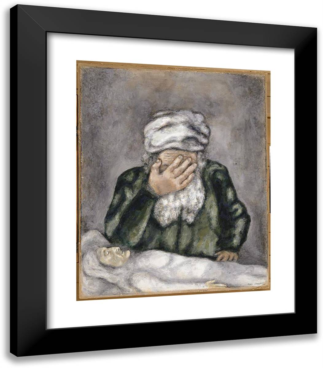 Abraham Weeping for Sarah 20x23 Black Modern Wood Framed Art Print Poster by Chagall, Marc