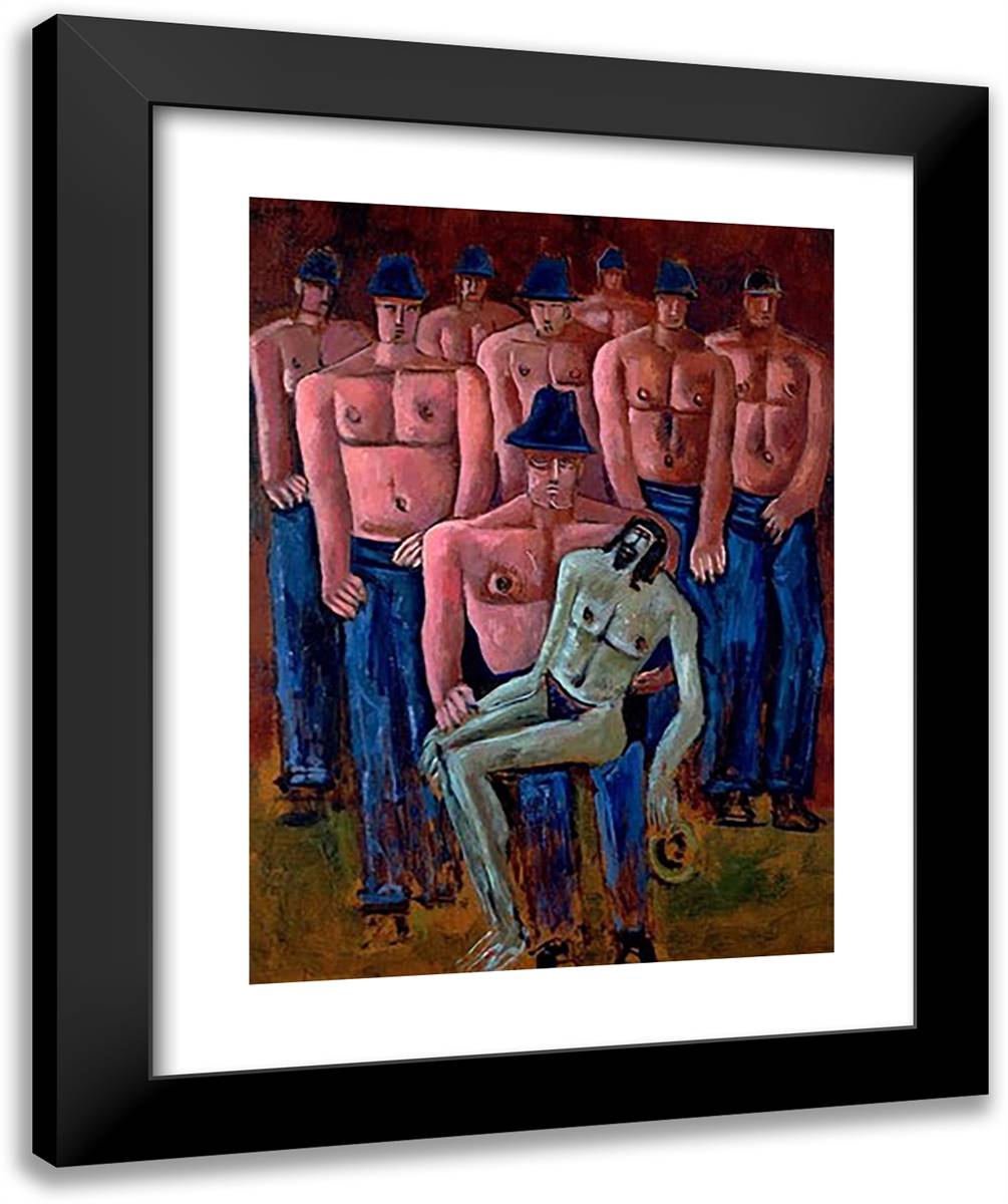 Christ Held by Half-Naked Men 20x24 Black Modern Wood Framed Art Print Poster by Hartley, Marsden