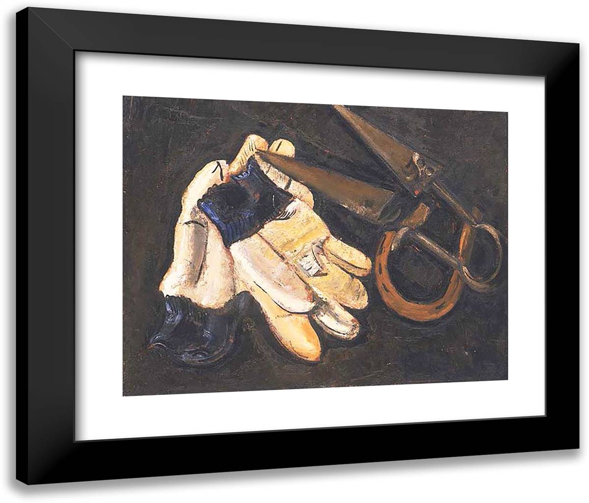Gardener's Gloves and Shears 24x20 Black Modern Wood Framed Art Print Poster by Hartley, Marsden
