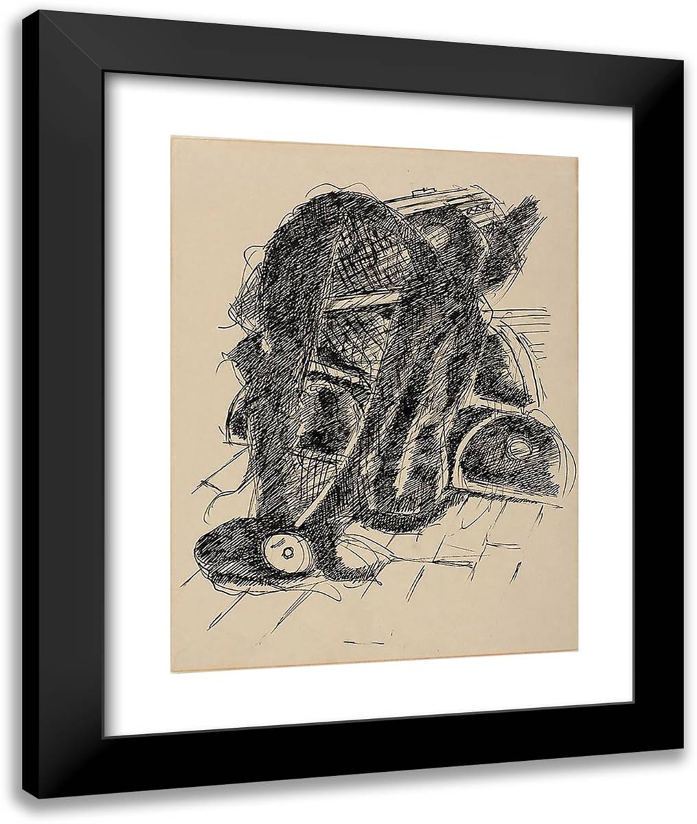 Lobster Nets 20x24 Black Modern Wood Framed Art Print Poster by Hartley, Marsden