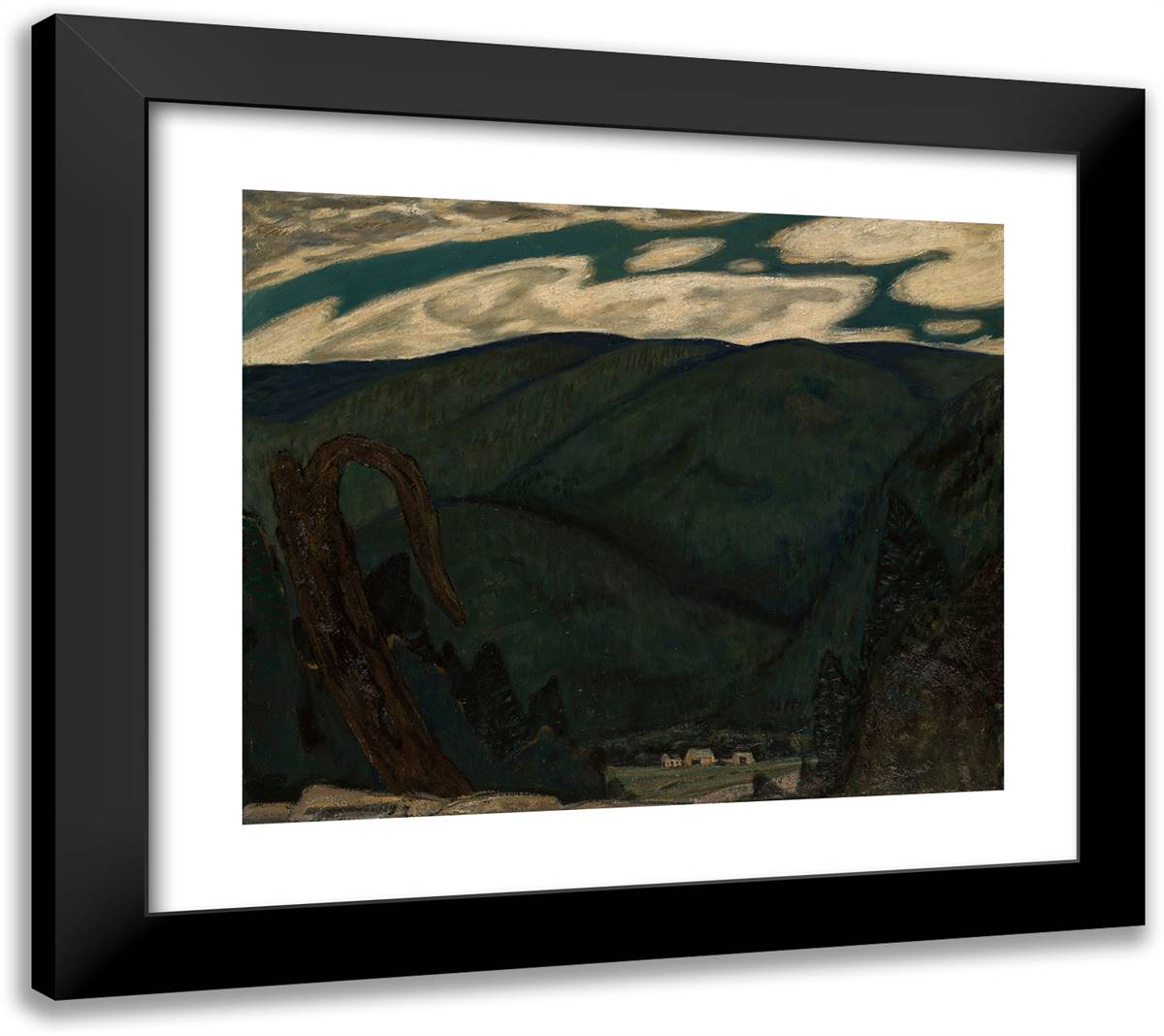 The Dark Mountain 22x20 Black Modern Wood Framed Art Print Poster by Hartley, Marsden