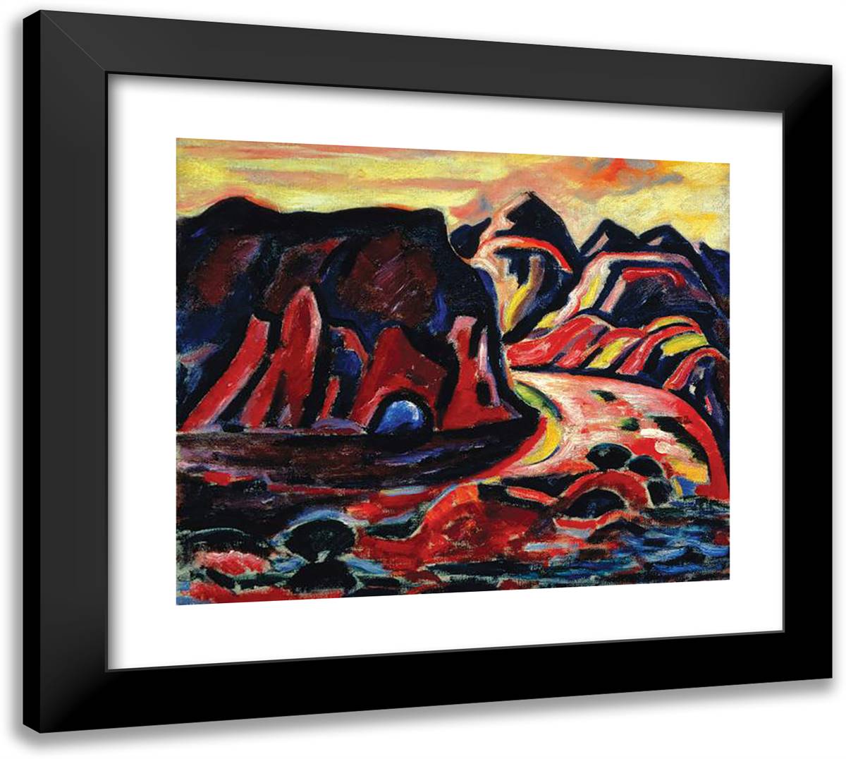 Valley Road 22x20 Black Modern Wood Framed Art Print Poster by Hartley, Marsden