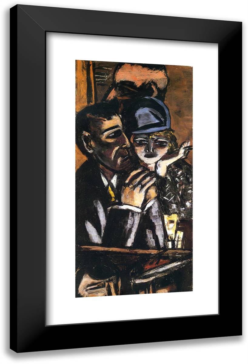 Bar Brown 15x24 Black Modern Wood Framed Art Print Poster by Beckmann, Max