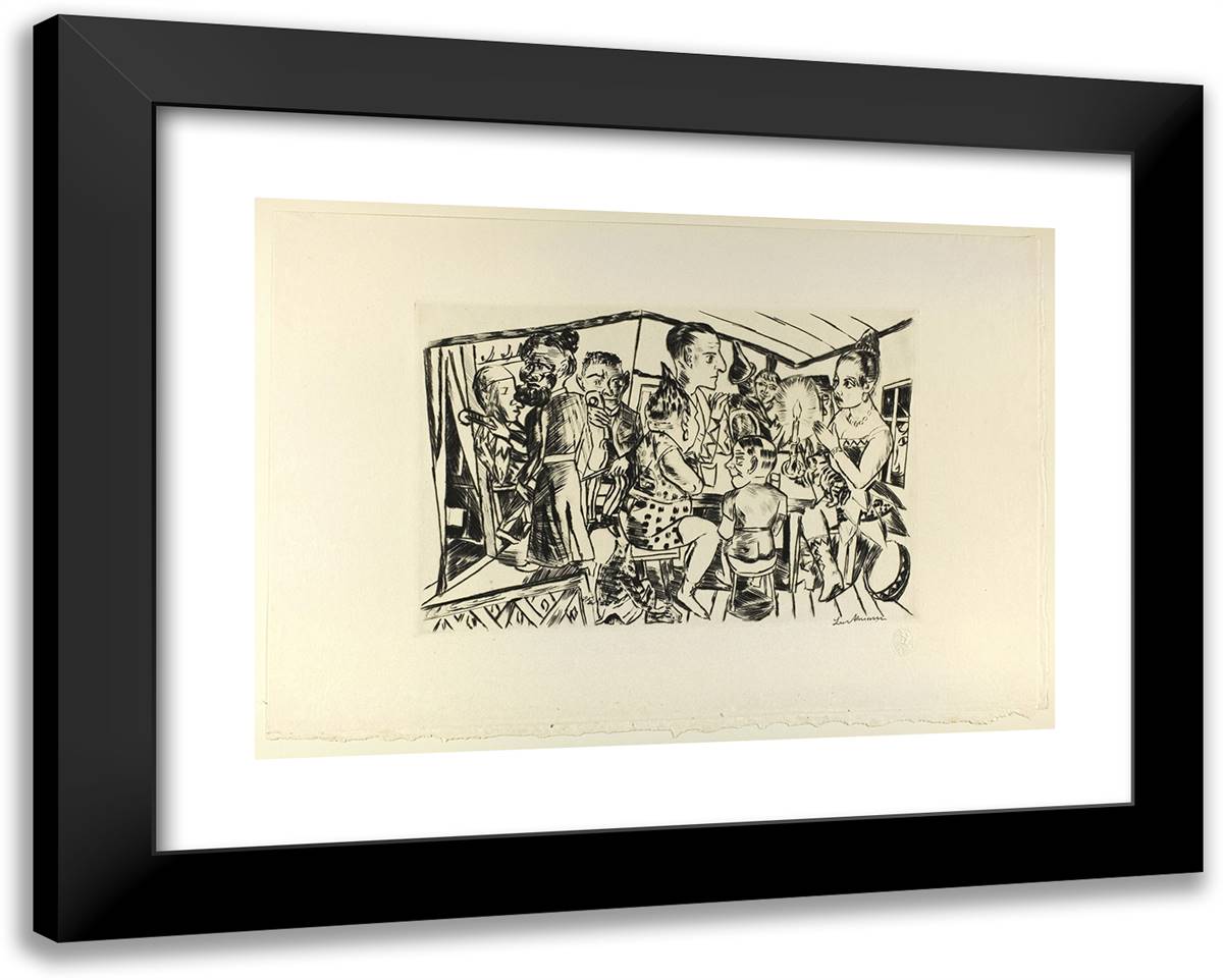 Behind the Scenes, Plate Three from Jahrmarkt 24x19 Black Modern Wood Framed Art Print Poster by Beckmann, Max