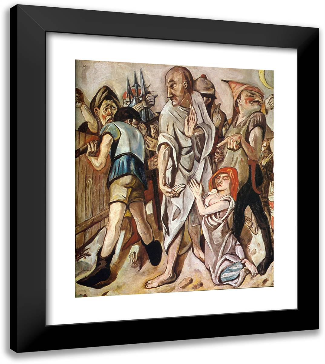 Christ and the Woman Taken in Adultery 20x23 Black Modern Wood Framed Art Print Poster by Beckmann, Max