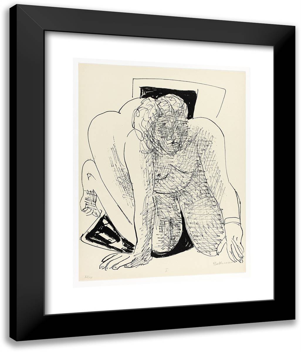 Crawling Woman, Plate Five from Day and Dream 20x24 Black Modern Wood Framed Art Print Poster by Beckmann, Max
