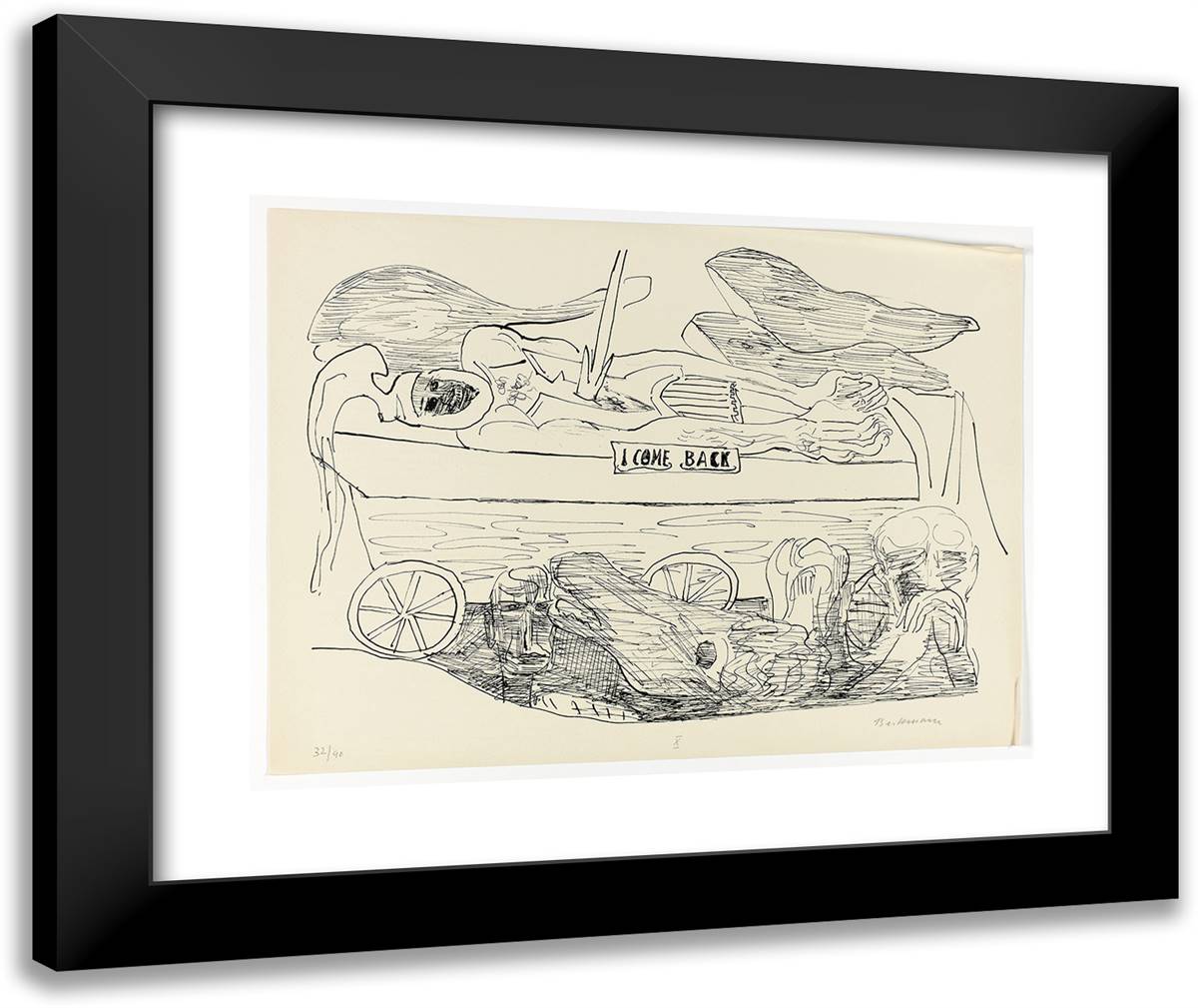 Dream of War, Plate 10 from Day and Dream 24x20 Black Modern Wood Framed Art Print Poster by Beckmann, Max