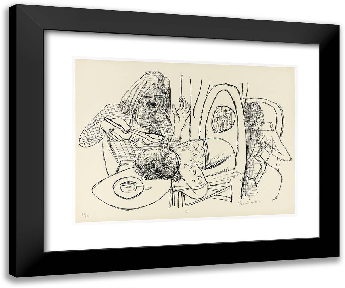 I Don't Want to Eat My Soup, Plate Six from Day and Dream 24x20 Black Modern Wood Framed Art Print Poster by Beckmann, Max