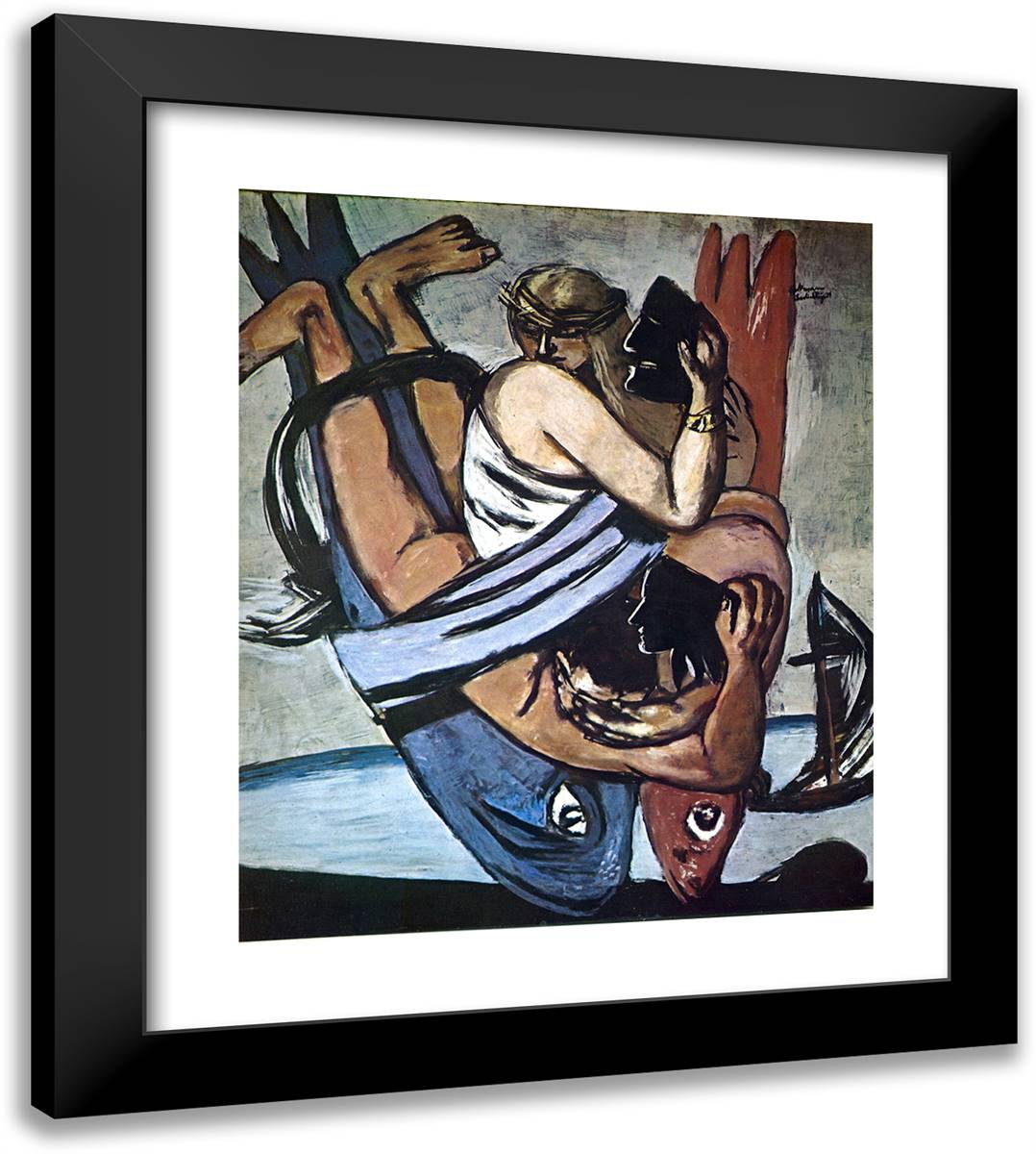 Journey on the Fish 20x22 Black Modern Wood Framed Art Print Poster by Beckmann, Max
