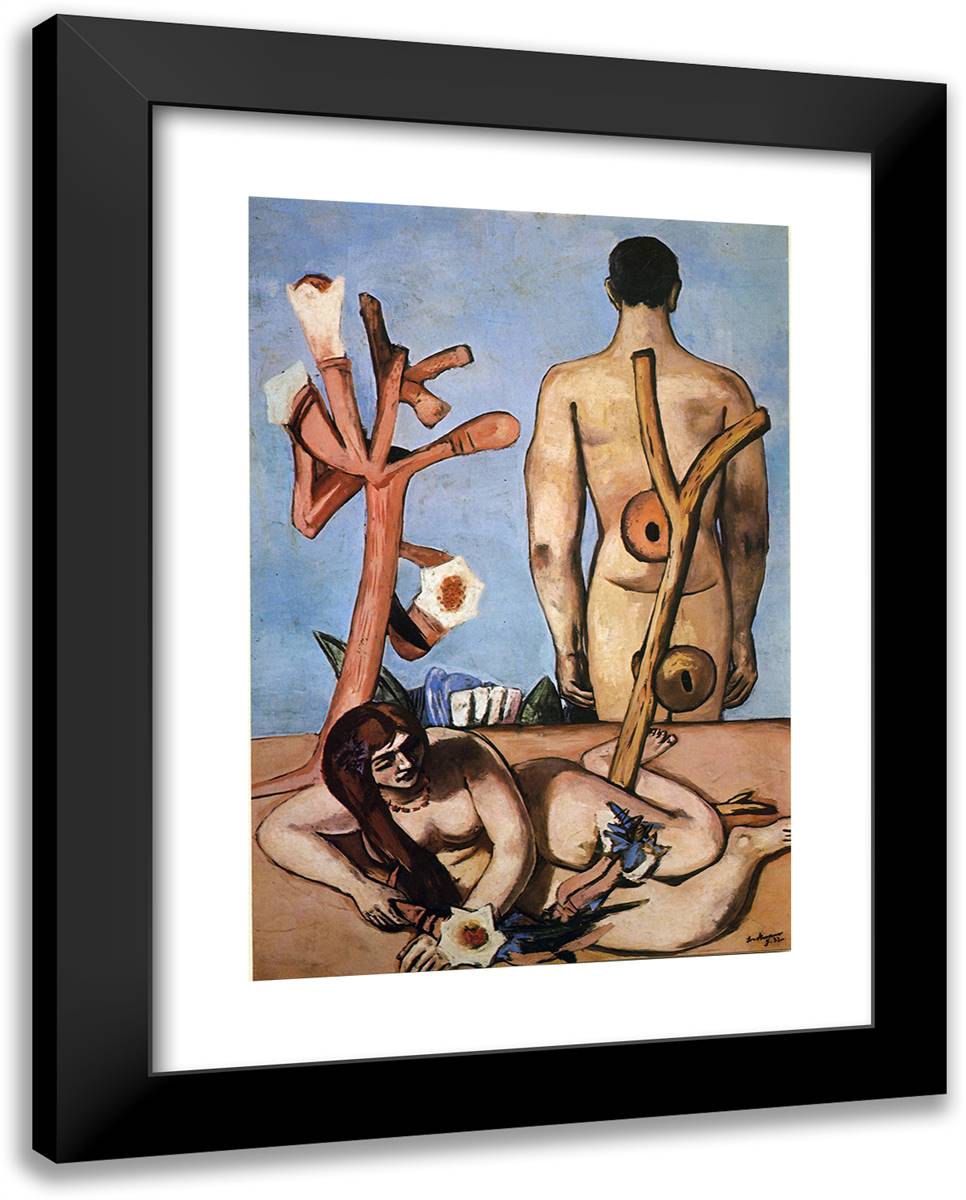 Man and Woman 19x24 Black Modern Wood Framed Art Print Poster by Beckmann, Max