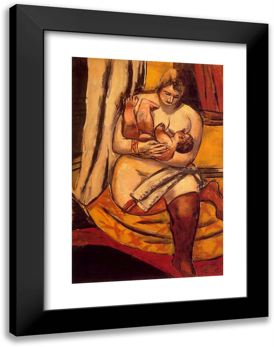 Motherhood 18x24 Black Modern Wood Framed Art Print Poster by Beckmann, Max