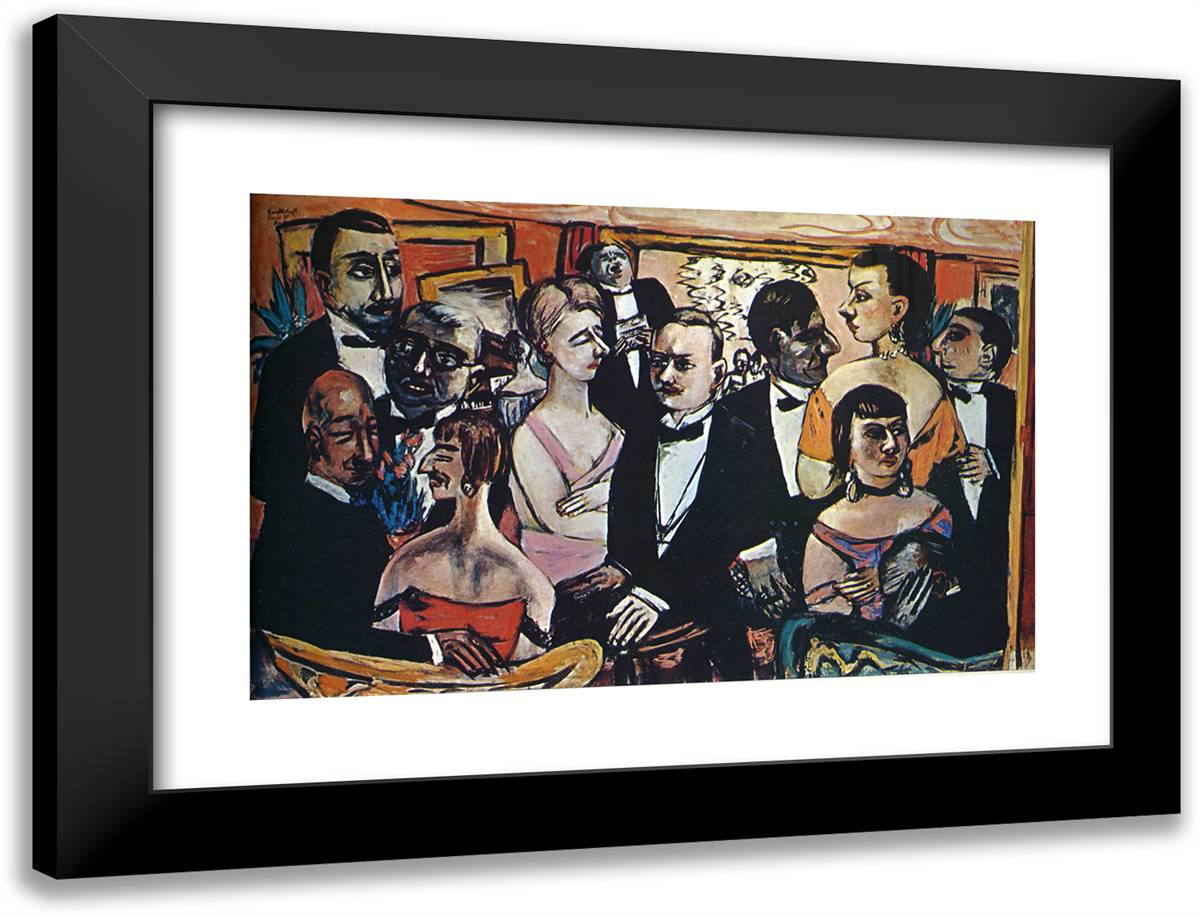 Party in Paris 24x18 Black Modern Wood Framed Art Print Poster by Beckmann, Max